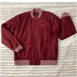 Obey Burgundy Bomber Jacket with Ribbed Accents